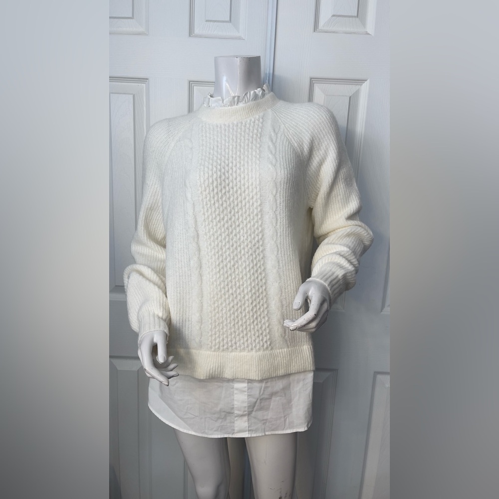 LOFT Cream Cable Knit Sweater